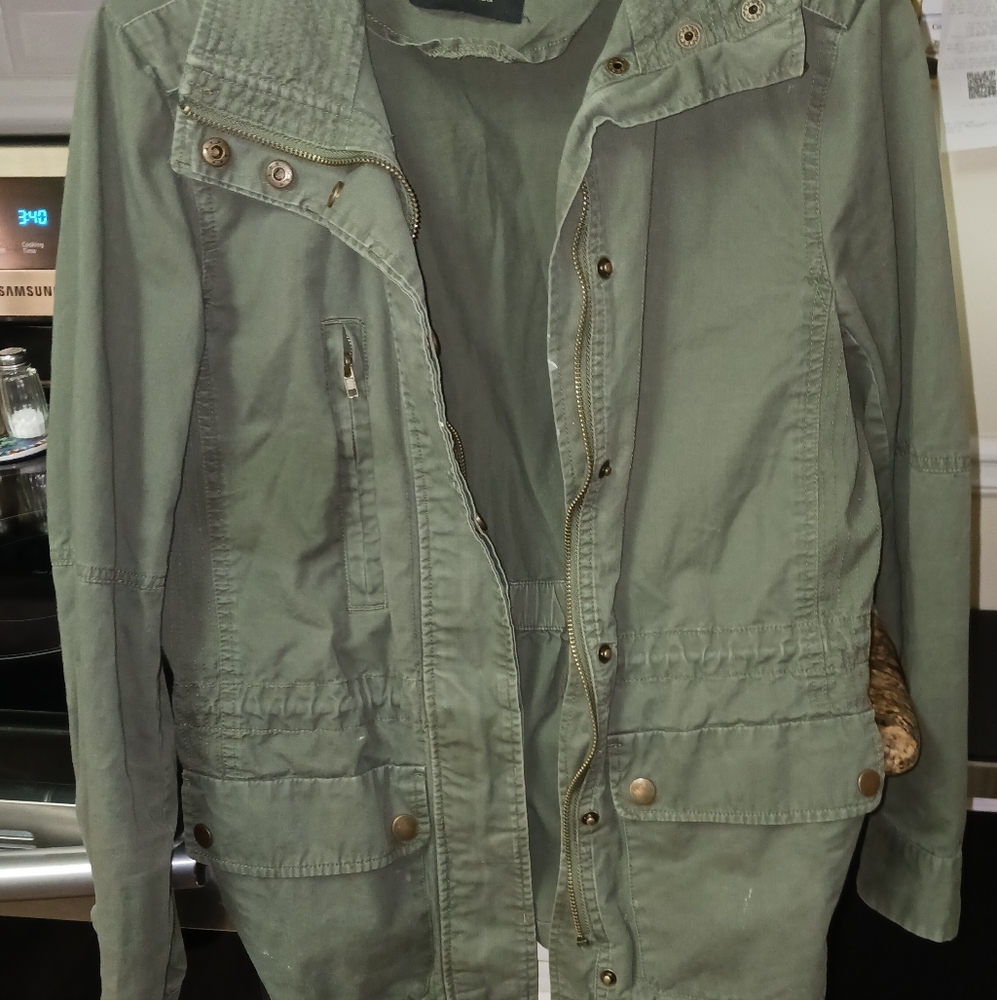 Love Tree Women's Green Zipper/Snaps Utility Military Jacket Size S